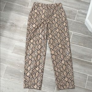 Faux Leather Snake Print Trousers